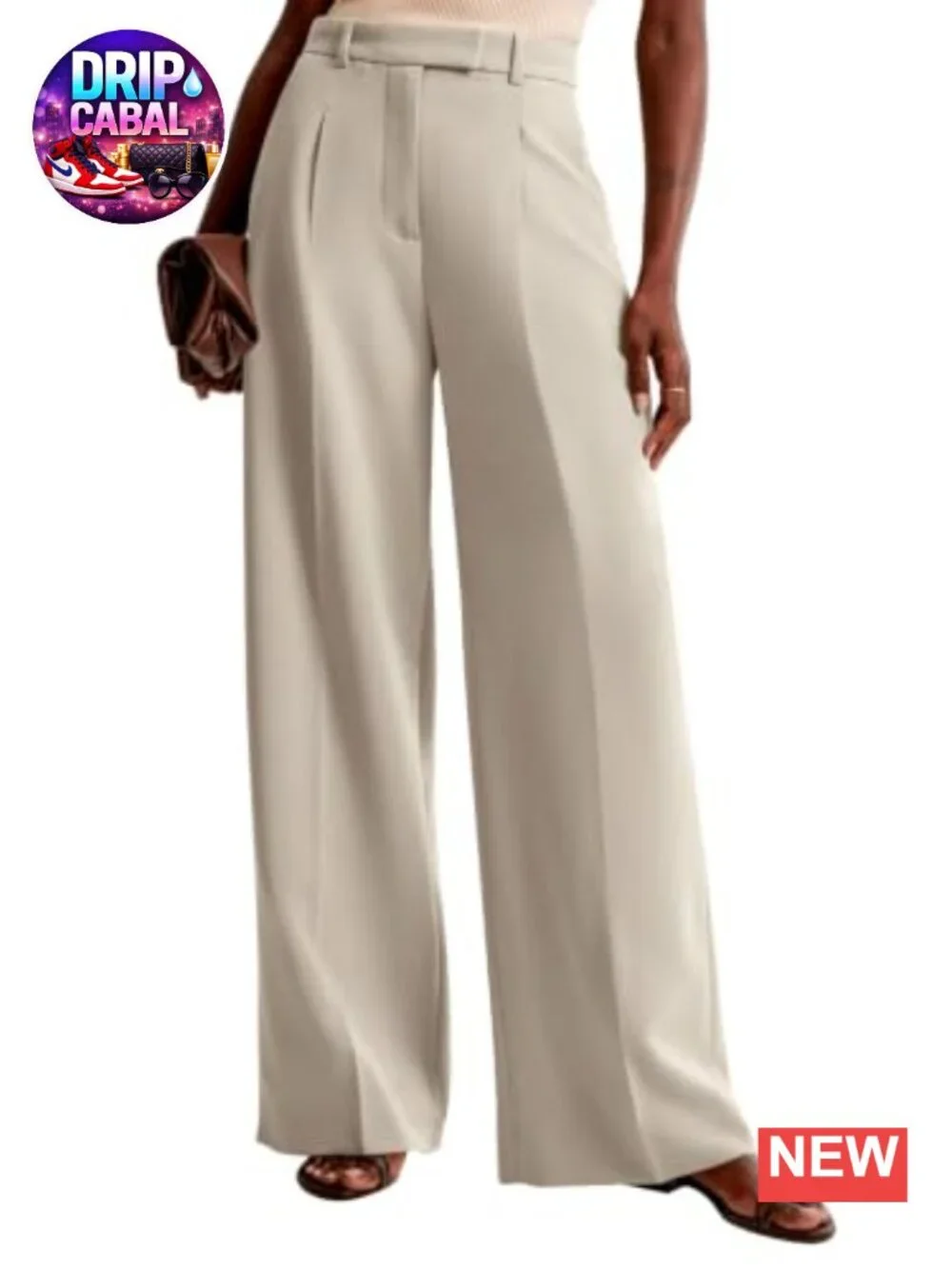 Wide Leg Work Pants High Waisted Dress Trousers with Pockets Front Pleated